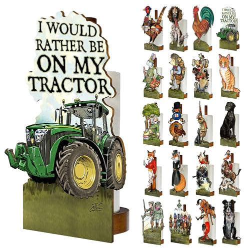 Looprints Fun Toilet Roll Storage & Kitchen Towel Holder Wooden Stand | Green Tractor Art | Novelty Kitchen & Bathroom Decor & Accessories | A Great Gift Idea For Young Farmers and Tractor Enthusiasts