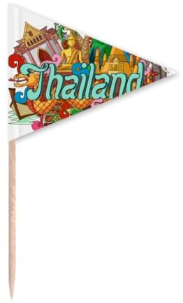 The Grand Elephant Tailandia Graffiti - Palillo de dientes triangular para cupcakes