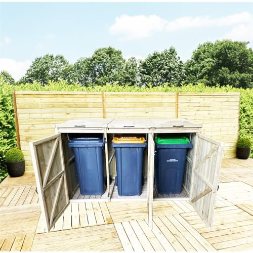 Delixe Pressure Treated Wheelie Bin Store - Triple (3x 360L)