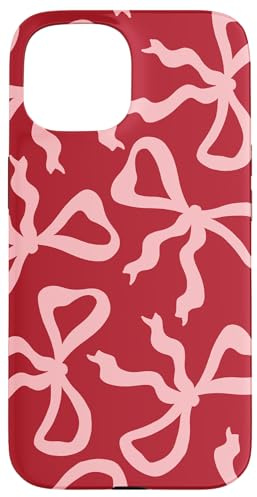 Rosa Schleifen auf roter Trendiger Ästhetik Hülle für iPhone 15