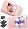 Macchina Fotografica Digitale con Scheda da 32GB, 1080P Macchina Fotografica Compatta 44MP Fotocamera Digitale con Zoom Digitale 16X e 2 Batterie per adolescenti, principianti, ragazzi（Rosa）