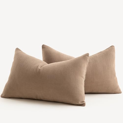Mandioo 2er Set Kissenbezug 40x80 cm Kamel Chenille Kissenbezüge weich Gemütlich langlebig modern Zierkissenbezug Dekokissen Kissenhülle für Sofa Wohnzimmer Schlafzimmer