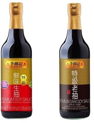 Pack 2x500ml Salsa de soja (clara premium, oscura) LKK - salsa de soja es un potenciador natural del sabor