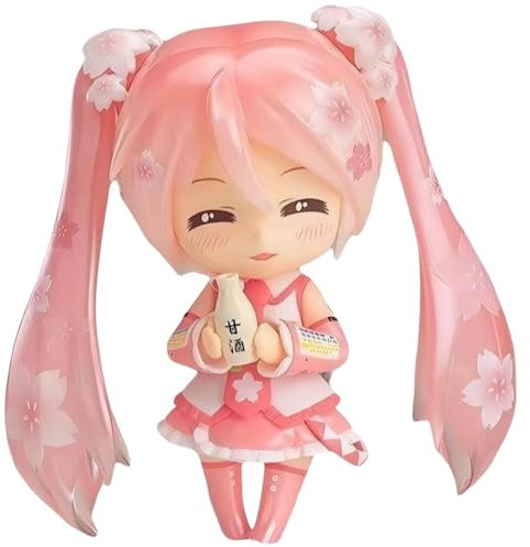 Keyhvao Sakura Miku-Figur, stehende Haltung, austauschbares Gesicht, Anime-Figuren, niedliche Dekoration, PVC-Material, Geschenke für Desktop, Fans, Unisex