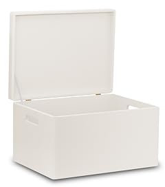 Pinus - Holzkiste mit Deckel 40x30x23 cm, Box mit Griffe, Stabiles Holzbox mit Deckel, Schatztruhe aus Holz mit Klappverschluss, Holzschachtel mit Deckel, Aufbewahrungsbox - Weiß