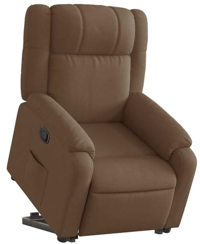 vidaXL Relaxsessel, Sessel mit Aufstehhilfe Elektrisch, Fernsehsessel mit Liegefunktion, Liegesessel Aufstehsessel für Wohnzimmer, Braun Stoff