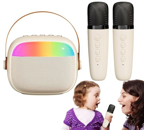 Family KTV Machine Set, Karaoke Machine Toys with Microphone | Wireless Lightweight Music Player with Microphone | Karaoke Speaker Machine with Colorful Lights for the