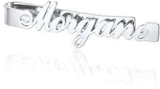 Zysta Personalisiert Krawattenklammer mit Gravur Edelstahl Name Krawattenklammer Hochzeit Tie Clip für Männer Herren, Silber/Gold/Schwarz (Silber)