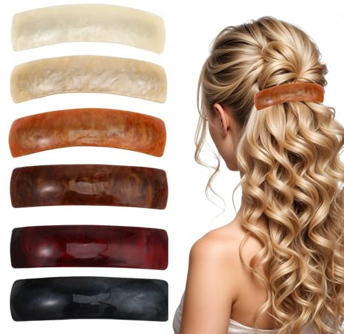 Molain 6 PCS Hair Barrettes for Women, Barrette Hair Clips for Thick Hair, Retro Classic Large Barrettes French Clip Barrettes, Hair Slides and Clips for Women Fine Hair, French Design Hair Barrette
