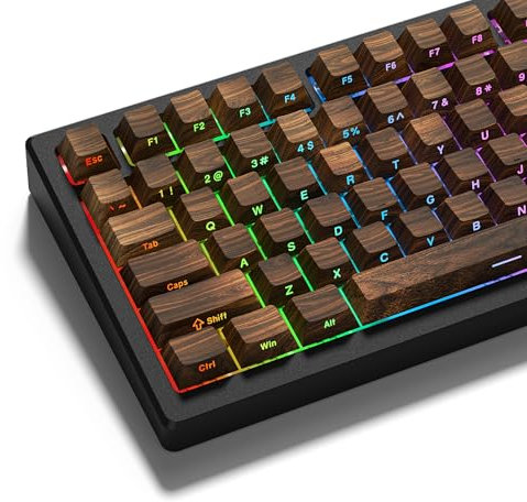 Womier PBT-Tastenkappen, benutzerdefinierte Tastaturkappen, 60, 65, 75, 100 Prozent, glänzendes Kirschprofil-Tastaturtasten, Doubleshot Side Print Dye Sub-Tastenkappen-Set (Walnuss)