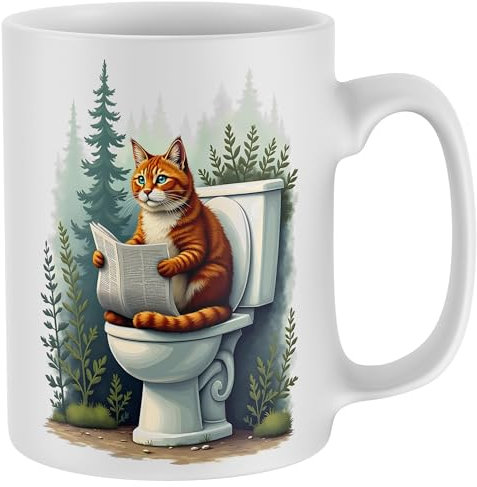 Purple Print House Ginger Cat Forest Toilet Mug Secret Santa Office Staff Xmas Gift Bathroom Humour Tea Coffee Cup Men Women