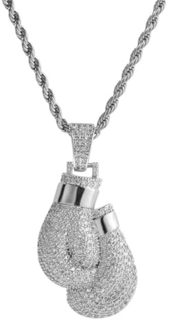 GBTROEY Hip Hop Iced out Boxhandschuhe Anhänger Halskette Cubic Zirkonia Anhänger Mit Rope Chain Für Männer Frauen