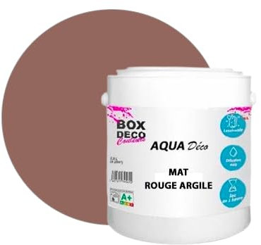 BOX DECO COULEURS Peinture murale acrylique aspect mat Aqua Déco - 2,5L, Rouge Argile