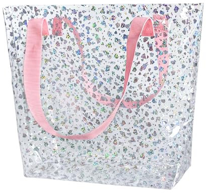 TotePrint Transparente Hologramm-Strandtasche, 31 x 30 x 12 cm, PVC Schultertasche mit Glitzer-Muster, Wasserdicht (B090-D2045-9-8517)