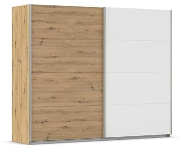 Generisch Schwebetürenschrank - 226 x 210 cm - Alpinweiß - Artisan Eiche Dekor