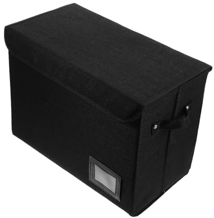 Homoyoyo Schwarze Faltbare Aufbewahrungsbox Mit Deckel Und Kartenschlitz Aus Leinen Und Pp-karton Für Organisation Von Comics Spielzeug Und Alltagsgegenständen Für Regale Und Kinderzimmer