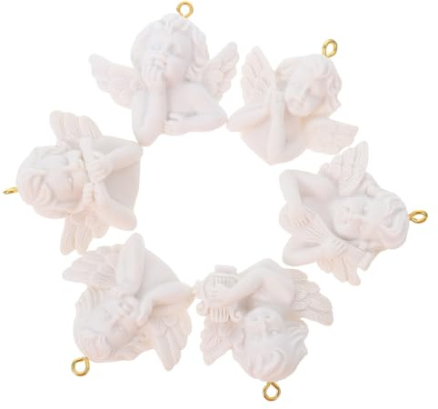TOVINANNA 12 Stück Teiliges Miniatur Engel Schlüsselanhänger aus Resin DIY Schmuck Zubehör Barock Flügel Schutzengel Anhänger für Basteln Geschenke Taufgastgeschenke und Weihnachtsdeko