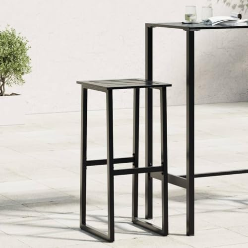 Holamys Barhocker 2 STK. Schwarz 38x38x80 cm, Pulverbeschichteter Stahl, Robuste Outdoor Stühle für Garten, Balkon, Terrasse