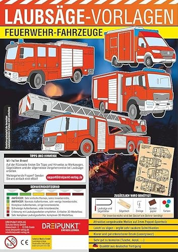Laubsägevorlagen Feuerwehr-Fahrzeuge: 4 detaillierte Motive zum Aussägen