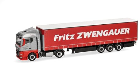 Herpa LKW Modell MAN TGX GM Gardinenplanen-Sattelzug Zwengauer, Miniatur im Maßstab 1:87, Sammlerstück, Made in Germany, Kunststoff