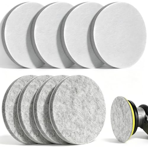 SRunDe 8 Stück Polierscheibe 125mm Klett Filz Weich Waschbar Polierfilz | 125mm Wiederverwendbar zum Polieren von Autolack Glas Metall Holzoberflächen Kompatibel mit Bosch Festool Metabo Mirka FLEX