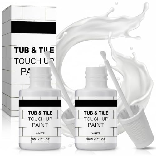 Xivicii 2 Pcs White Enamel Touch up Paint, Gloss Finish Repair Paints Kit with Brush for Sink Bath Fridge Appliance Radiator and Ceramic