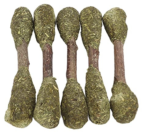 Vistreck 5 Bastoncini da Masticare per Conigli, Criceti e Piccoli Animali Domestici – Giocattolo per Digrignare i Denti in Erba di Erba Medica e Legno di Melo