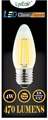 Lyveco ES Clear LED 4 Watt Filament Candle 470 Lumens 2700K