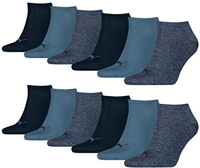 PUMA 12 Paar Sneaker Invisible Socken Gr. 35-49 Unisex für Damen Herren Füßlinge, Farbe:460 denim blue, Socken & Strümpfe:47-49