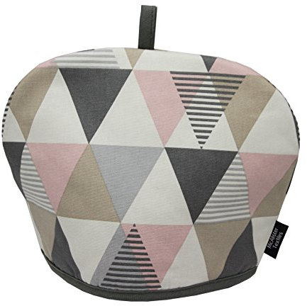 McAlister Textiles Copenhagen Vita | Teekannenwärmer mit geometrischem Muster in Rosa | Skandinavischer Stil Deko-Teewärmer aus Baumwolle