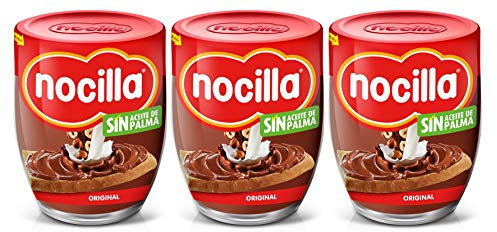Nocilla Original: crema de cacao natural con avellanas - Sin aceite de palma - 3 Envases de vidrio reutilizable de 380 gramos - (Total 1.140gr)