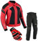 BOSmoto DAMEN MOTORRADKOMBI JACKE + HOSE + HANDSCHUHEN - BIKE MOTORRAD ROCKER TOURING in verschiedenen farben (XS, Rot)