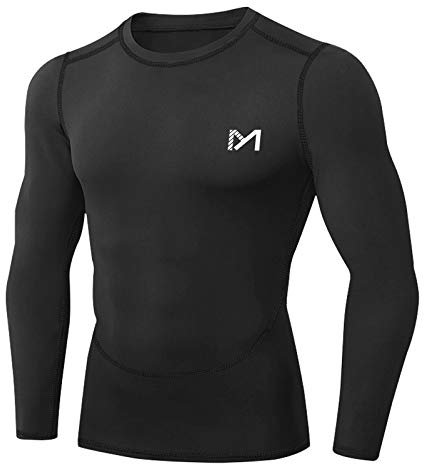 MEETYOO Kompressionsshirt Herren, Funktionsshirt Langarm Fitnessshirt Männer Sportshirt Atmungsaktiv Laufshirt für Laufen Jogging Sport Turnhalle