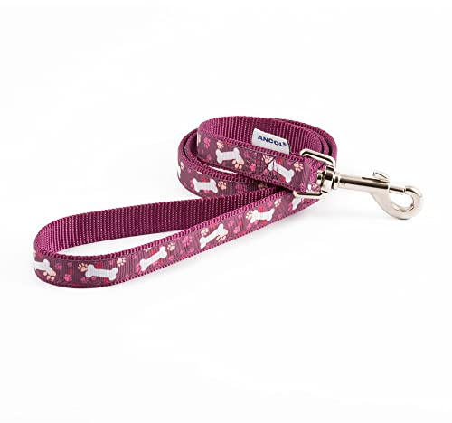 Ancol Patterned Collection Lead Purple Bone 1m x 19mm
