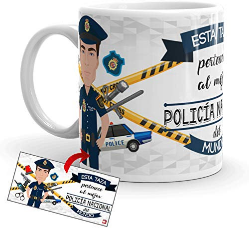 Kembilove Taza de Café del Mejor Policía Nacional del Mundo – Taza de Desayuno para la Oficina – Taza de Café y Té para Profesionales – Taza de Cerámica Impresa – Tazas Profesiones Policías nacionales