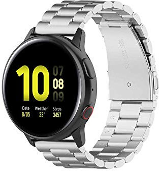 Yikamosi Compatible With Samsung Galaxy Watch Active2 Band,20mm Stainless Steel Metal Quick Fit Replacement Smart Watch Bracelet Strap Bands for Samsung Galaxy Watch Active2(Silver)
