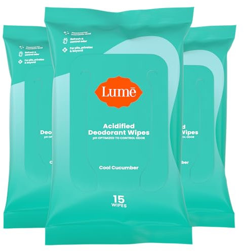 Lume - Acidified Deodorant Wipes: 24 Hour Odour Control, Aluminium and Baking Soda Free, Skin Care - 15