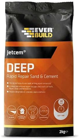 12 x EVERBUILD 2KG JETCEM DEEP Rapid Repair Premix Sand & Cement JETMIX2