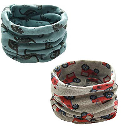 ENSTAB 2 Stück Loop Kinder Baumwolle Herbst Winter Schal Baby Loop Hals Wärmer Mädchen und Junge (Junge D)