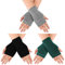 Geyoga 3 Paar Fingerlose Handschuhe mit Daumenloch Halbfinger Stricken Fäustlinge für Männer Frauen (Schwarz, Grau, Dunkelgrün)