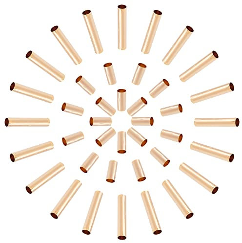PandaHall 40pcs 2 Größen Golden Tube Makramee, 24K vergoldeter Messingrohrperlenring Lange Rohr Distanzperlen Metall Lose Perlen Für DIY Nähen Handwerk Makramee Wandbehang Pflanzenhalter Handwerk