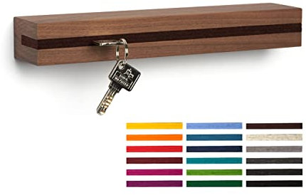 Buchenbusch urban design Schlüsselleiste Nussbaum, Filzeinlage Cafe-Braun (72 Varianten), Schlüsselhaken, Schlüsselboard Holz mit Ablage, Schlüsselhalter