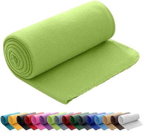 wometo Polar Fleecedecke oekoTex 130x160 ca. 400g mit Anti-Pilling und Kettelrand grün grasgrün