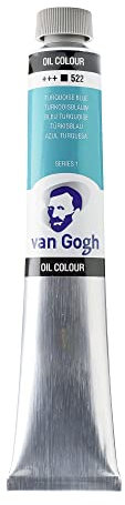 Van Gogh Couleurs à l'huile Bleu turquoise 522 - Tube de 60 ml - Haute pigmentation - Excellent pouvoir colorant - Résistance à la lumière +++ - Idéal pour les artistes et les étudiants