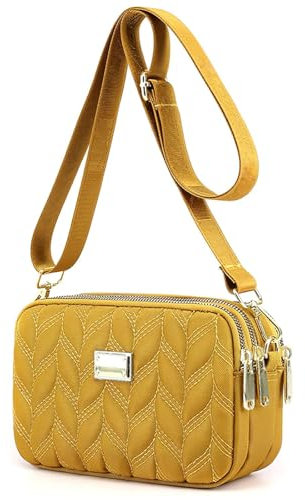LassZone Umhängetasche für Damen und Mädchen, mehrere Taschen, Schultertasche, wasserdicht, Nylon, Handtasche, kleine Handy-Geldbörse für Frauen, gelb, 7.9 L x 5.1H x 3.9 W