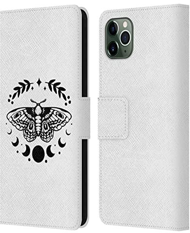 Head Case Designs Licenciado Oficialmente Haroulita Mariposa Y Luna Tatuaje Celestial Carcasa de Cuero Tipo Libro Compatible con Apple iPhone 11 Pro MAX