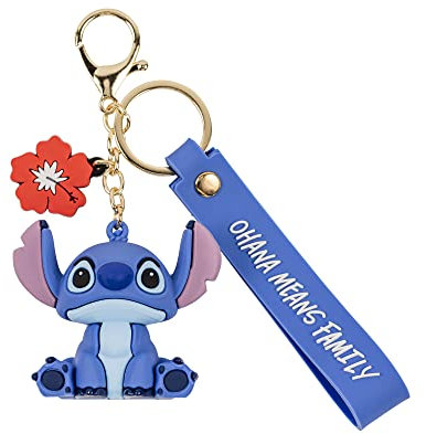Peers Hardy - Porte-clés 3D Disney Lilo et Stitch bleu et doré, Bleu, doré et rouge, Taille unique, chaîne, breloque