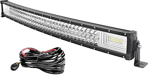 AUXTINGS 82 cm 405W Gebogen LED Lichtleiste Spot Zusatzscheinwerfer Flutlicht Spot LED Arbeitsleuchte mit 12V Kabelbaum Kit für JP Pickup Offroad Truck 4X4 ATV Bootsanhänger,wasserdicht