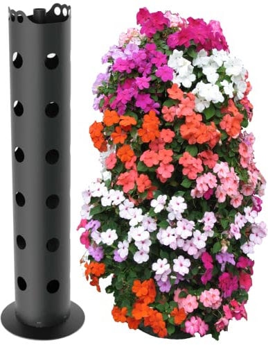 Indoor/Outdoor Space-Saving Vertical Planter - Flower Tower. For Bedding Plants, Fruit, Vegetable, Herbs, Strawberry. Ideal for Small Garden, Patio, Balcony. Alternative to Beds and Pots. UK Company