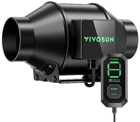 VIVOSUN AeroZesh G4 Inline Duct Fan 100 mm Extractor Fan 331 m³/h with E12 Speed Controller and Fully Programmable PWM-Controlled EC Fan for Grow Tent Ventilation